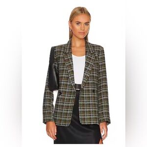 Anine Bing Madeleine Blazer in Green Plaid
